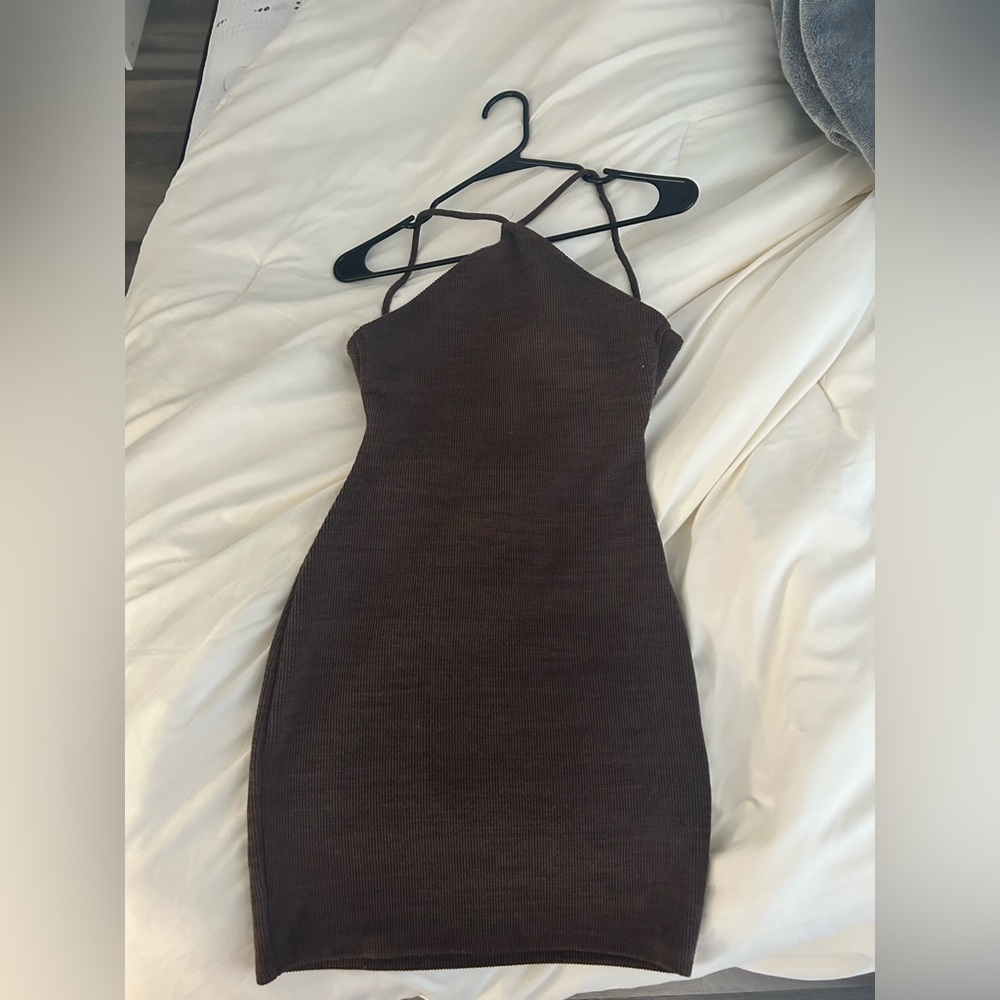 White Fox Brown Halter Dress
